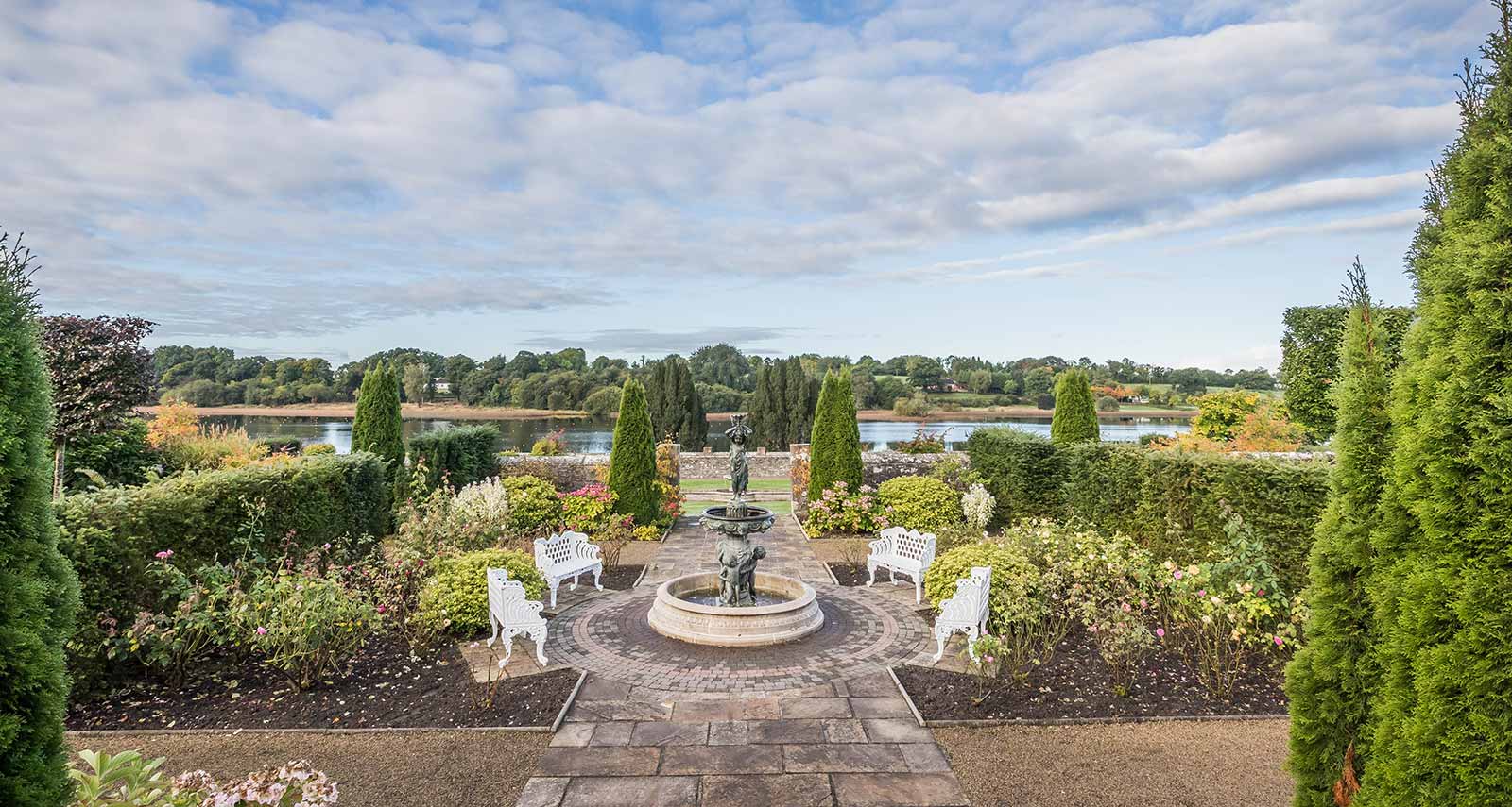 The gardens and lake at Lough Rynn Castle Hotel